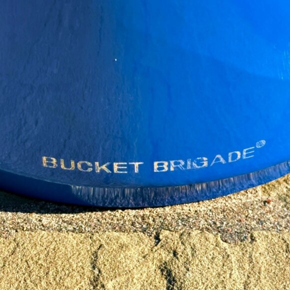 Vintage MCM Morgan Bucket Brigade Ice Bucket Royal Blue Wooden Knob Man Cave Bar - Picture 3 of 9